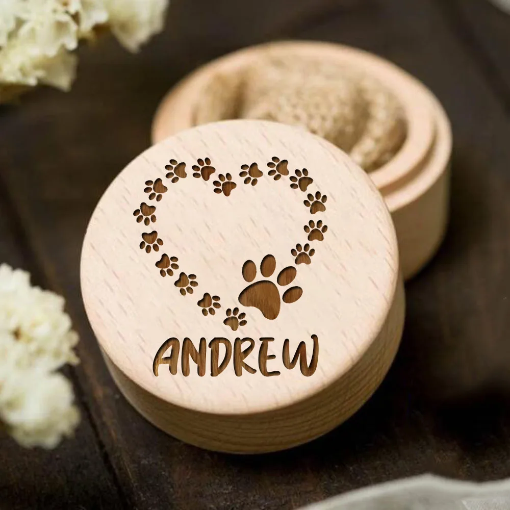 Pet Memory Storage Box Personalized name wooden carving pet hair storage box dog save teeth Memorial Box commemorative gift for family friend