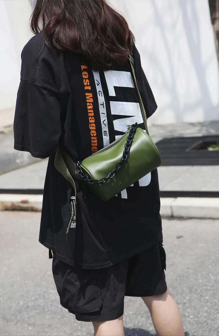 Vc Cool Streetwear Barrel-shaped Shoulder Bags For Men Hip Hop