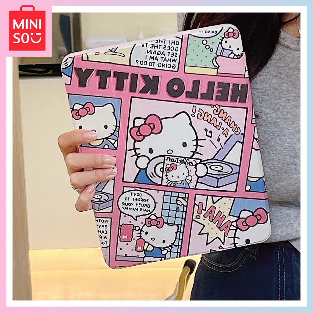 

Miniso Cartoon Hello Kitty iPadpro2022 Protective Case Air3 Rotating Pro Cute Mini6 Pen Slot 2022 Girl Birthday Christmas Gift