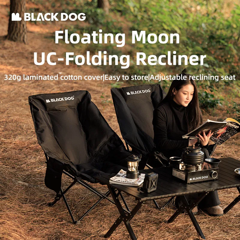 Fauteuil lune Blackdog renforcé pour camping - Siège pliant épais pour pêche et plage