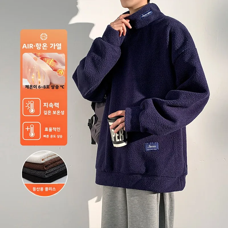 마르모트 플리스 안감 하이넥 스웨트셔츠 유니섹스 루즈핏 가을 겨울 아웃도어 의류 부드럽고 편안한 따뜻한 후드 재킷