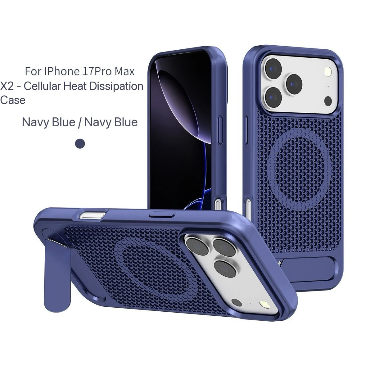 Coque magnétique respirante avec support de dissipation thermique pour iPhone 17 Pro Max Air 16 15 14+ 13 12 compatible Magsafe et recharge sans fil