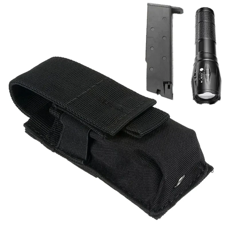 Tactical Magazine Pouch Single Pistol Mag Bag Molle Flashlight Pouch Torch Holder Case Outdoor Hunting Knife Holster