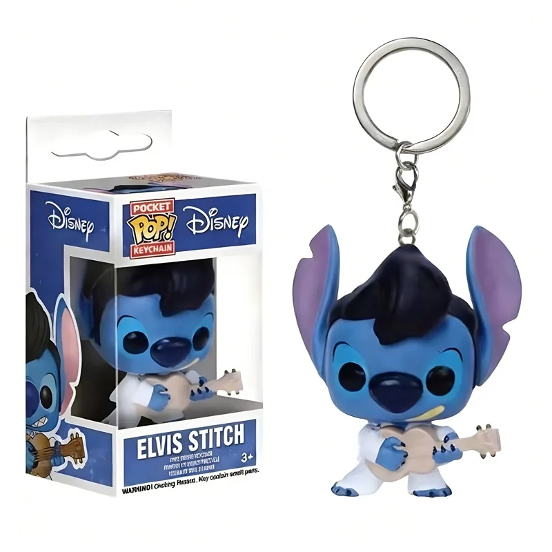새로운 스타일 펀코 포켓팝 키체인 미키 마우스 미니 도널드 덕 스티치 엔젤 엘비스 티키 리로 스크럼 비닐 피규어 장난감