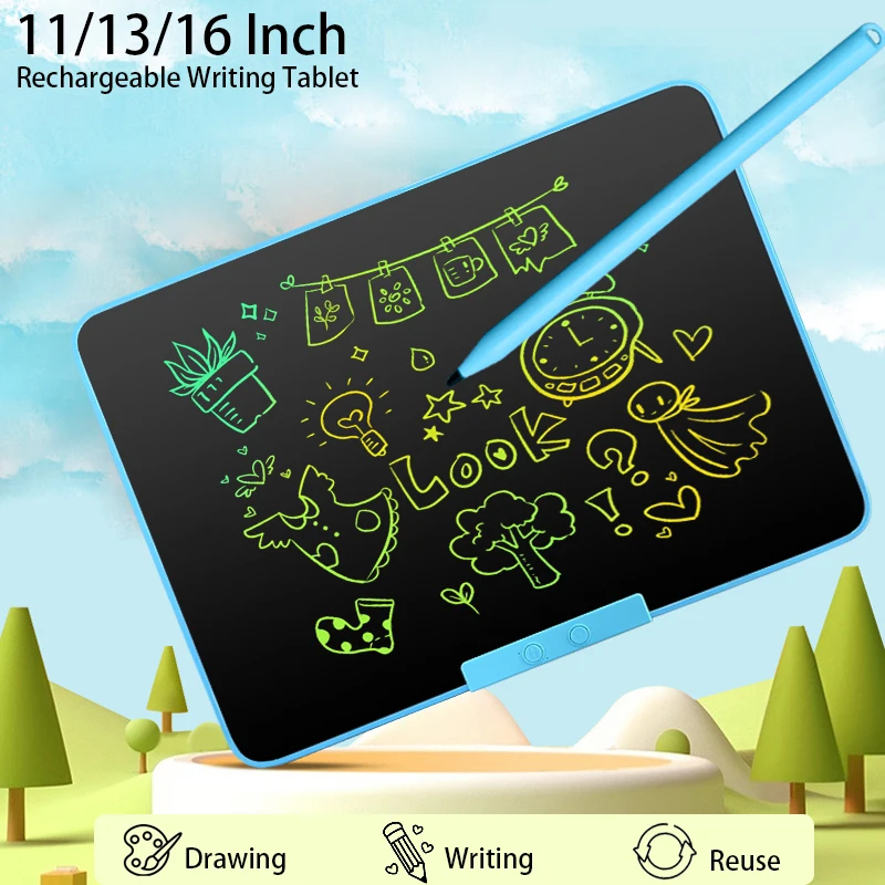 11/13/16 인치 충전식 LCD 드로잉 태블릿 필기 보드 낙서 매직 칠판 그림 학습 및 교육 선물