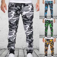 Spring Autumn Camouflage Men's Trousers Slim Fit Casual Pants mid Waist Straight Leg Anti-Wrinkle Polyester Youth Faion