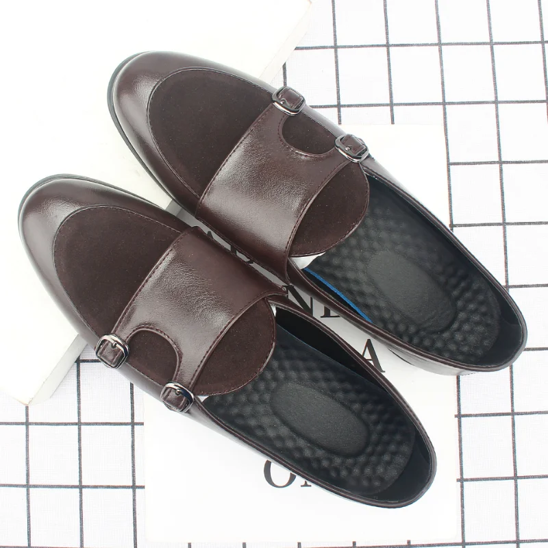 Four Seasons New Men's Fashion Trend Sports Breathable Small Leather Shoes Large Size Youth Office Casual Wedding Shoes D5149