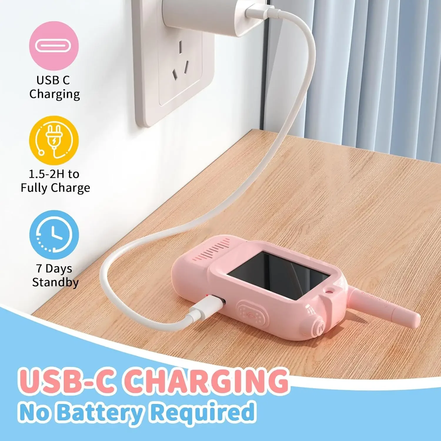 Video Walkie Talkies for Kids USB-C Charging One-Key Call Portable Toy Fun Intercom for Indoor Games and Outdoor Activities - 5