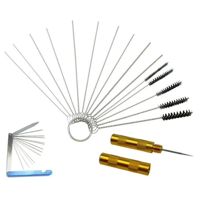 Carburetor Carbon Jet Cleaner,Wire Torch Tip Cleaner Tool ,10 Needles 5 Brushes Cleaning Tool for ATV Motorcycle