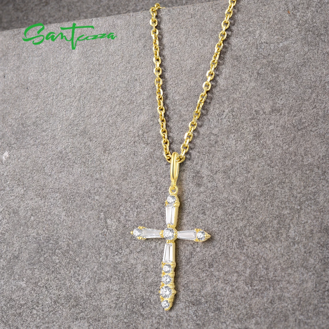 Pendant Necklace Silver Pendant Women 925 Sterling Silver Cross Pendant Cubic Zirconia Wedding Engagement