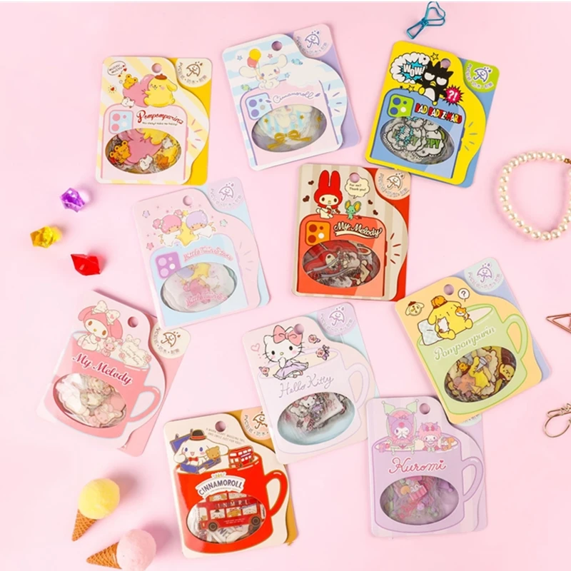 

Kawaii Sanrio Mymelody Kuromi PVC Stickers Hand Book Material Cute Cartoon Decorative Stickers