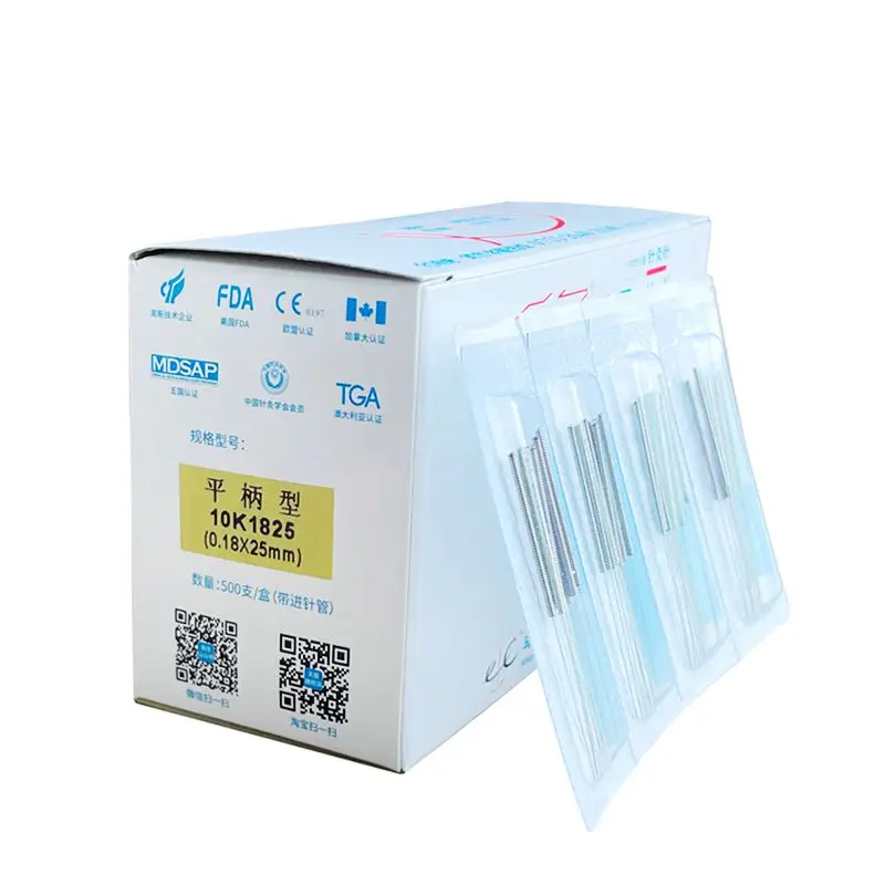 Disposable Acupuncture Needles 2000 PCS = 4 BOX Full Size Sterile Quality Steel with Tube Beauty Face Filiform Needle FDA/CE