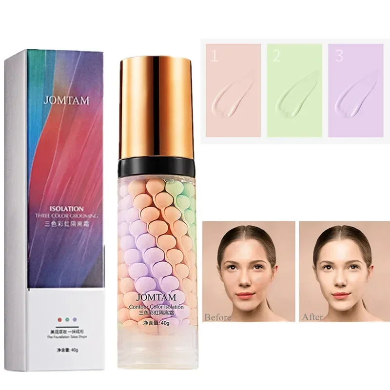 Makeup primer Tricolor Makeup Primer Skin Care Breathable Isolation Milk Intensive Moisturizes Provide Deep Moisture