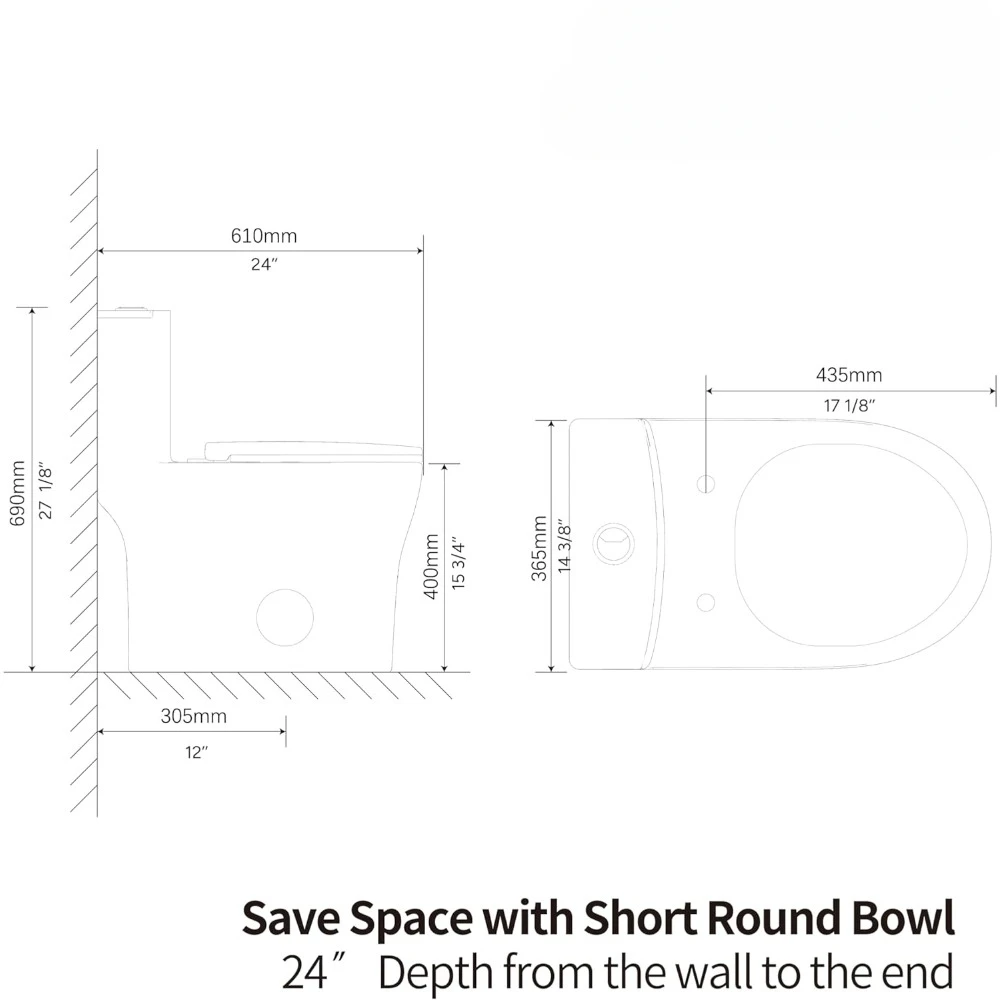Compact One Piece Toilet, Quiet Dual & Powerful Flush Modern Toilet, Space Saving Toilet with Soft Close Toilet Seat 5