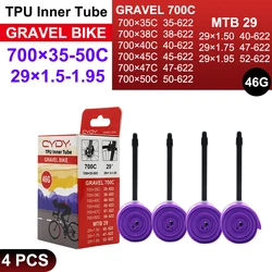 High-Performance TPU Inner Tube for Gravel and Mountain Bikes, Lightweight 46g, FV Valve (Cydy 46g 4 pcs)