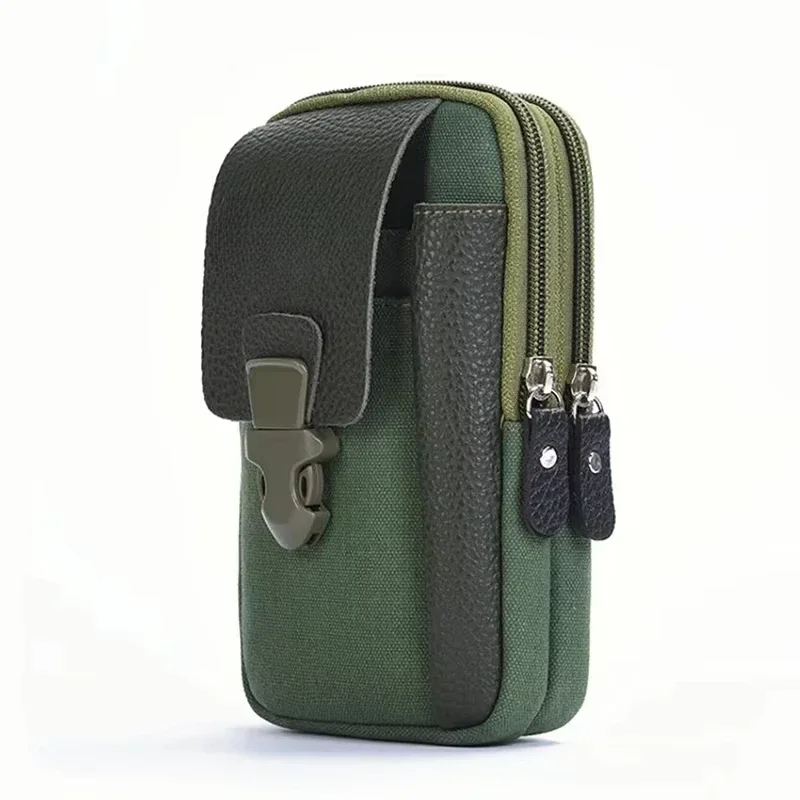 Casual Male Waist Pack Zipper Small Solid Color Card Holder 4 Inch Phone Packs Belt Fanny Purse