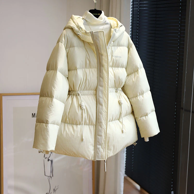 Oversized Puffer Ladies Cream Puffer Coats Winter Luxury Hooded