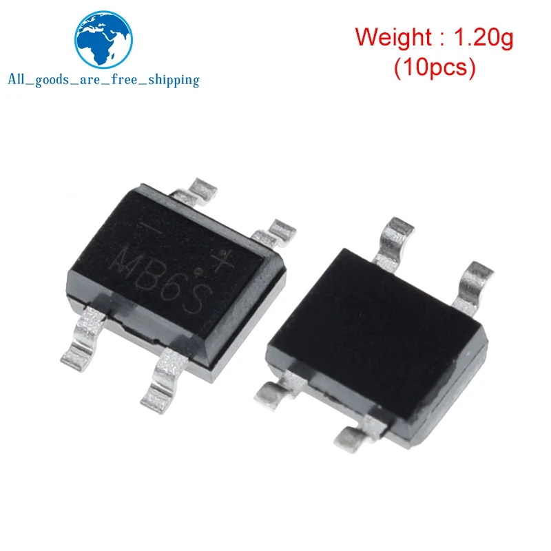 TZT 10pcs 600V 0.5A SOP-4 SMD rectifier diode bridge mb6s