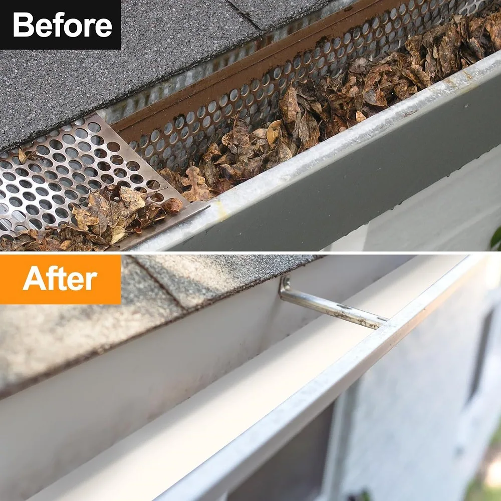 Gutter Cleaning Tool Drain Cleaning Tool Stainless Steel Drain Protection Brush Gutter Brush for Leaves and Debris