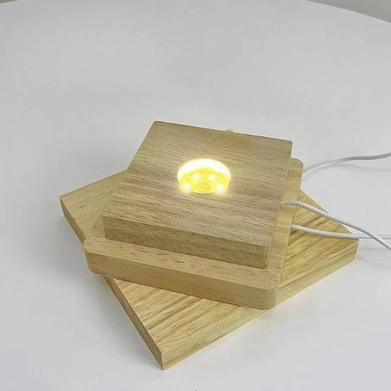 정사각형 나무 램프 홀더, 5-10CM 솔리드 USB LED 야간 조명, DIY 데스크탑 장 램프