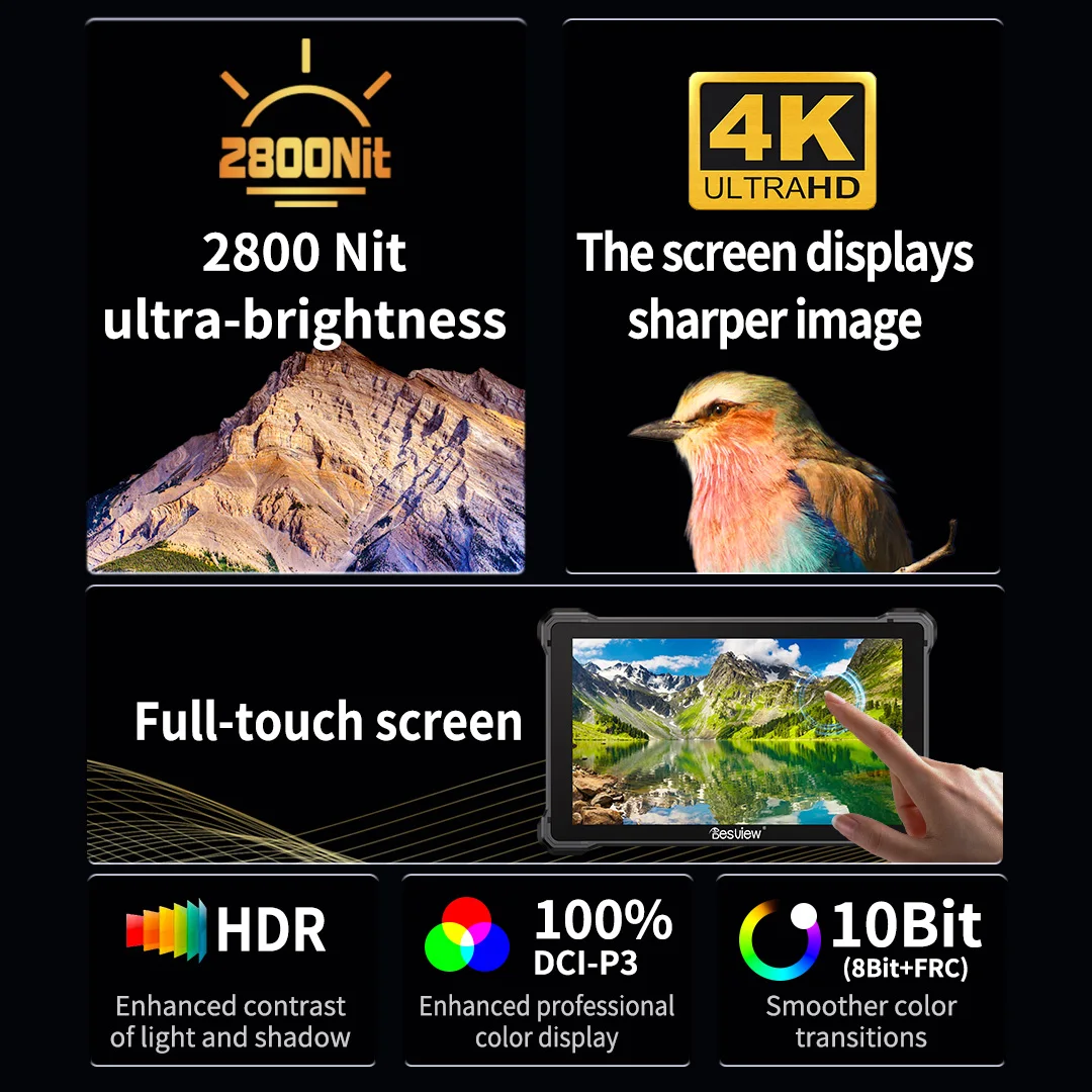 New Desview R7III 7" 3G-SDI Pro Interface 2800 Nits Highlight Camera SLR Micro Single Professional Director External Monitor