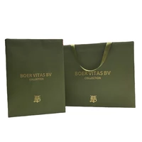 Grands sacs en papier de Shopping personnalisés de luxe, emballage cadeau, sacs fourre-tout en papier vert avec Logo 4