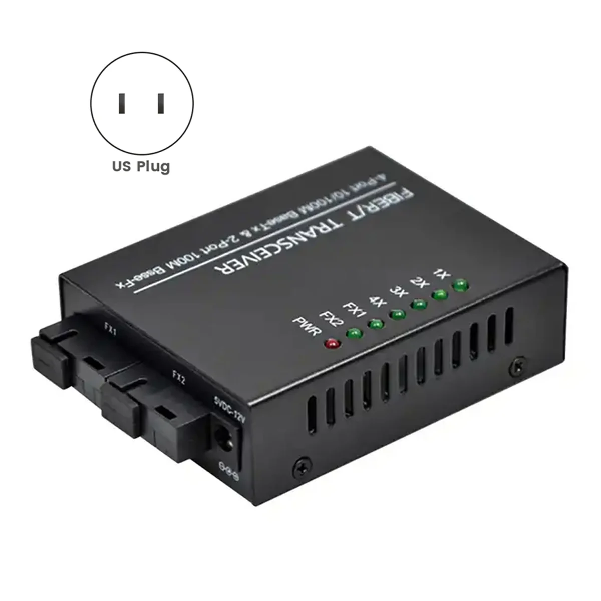 A40I 10/100M 2 광섬유 포트 4 RJ45 포트 광섬유 미디어 컨버터 1310nm/1550nm 단일 모드 단순 20km SC US 플러그