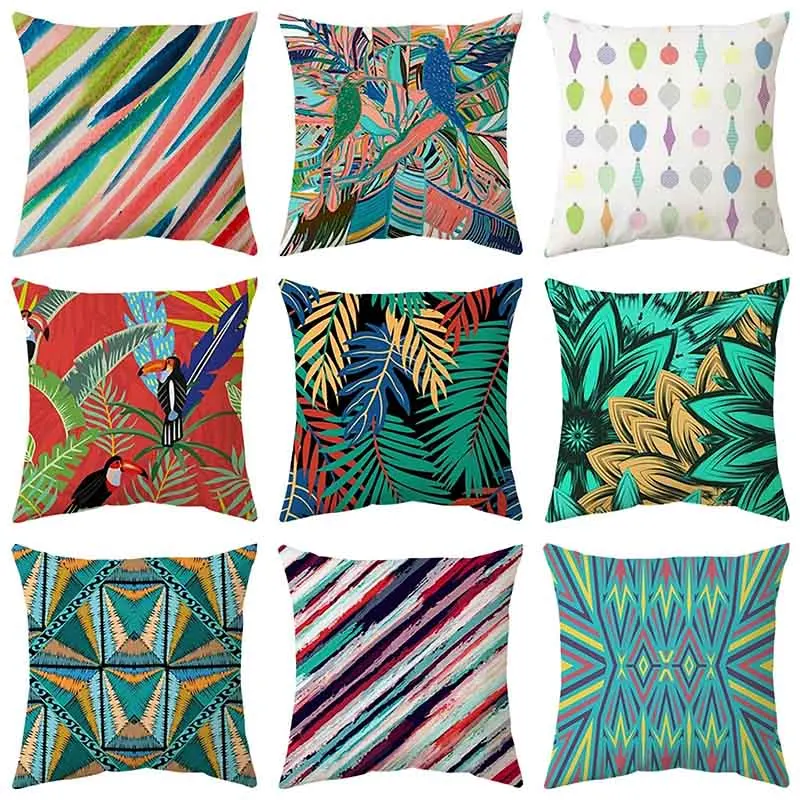 

Luxury Home Decor Cushion Cover Office Sofa Cushion Cover Tropical Rainforest Plant Pattern Decorative Pillow Cover
