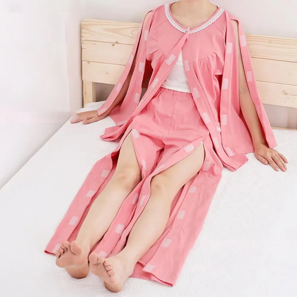 2Pcs Set Examination Gown Zipper Pajamas Patient Spring Autumn Wear resistant Sweat absorbing Bedridden Elderly Pajamas