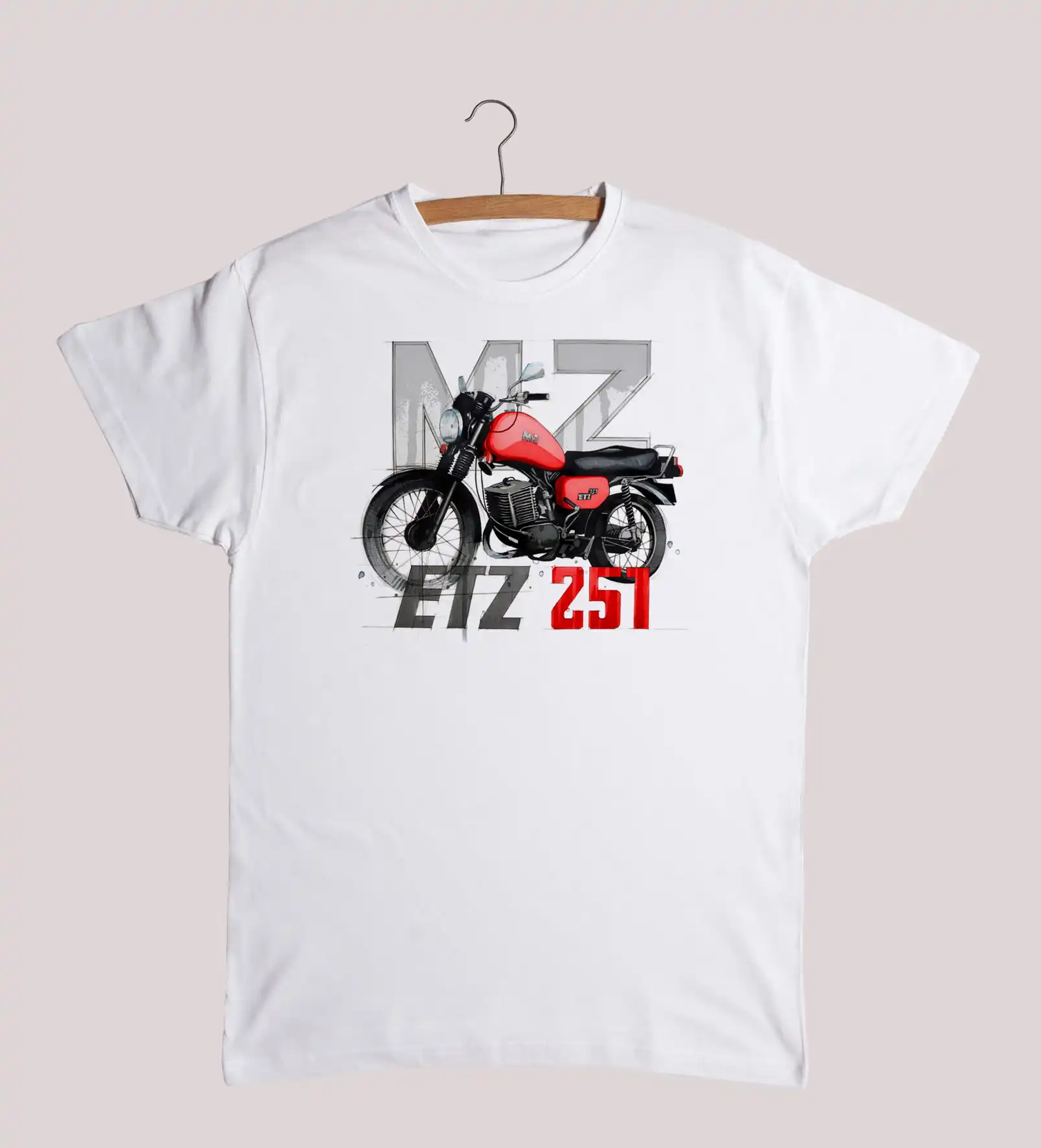 East Germany MZ ETZ 251 Classic Motorcycle T-Shirt. Summer Cotton