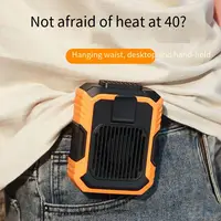 Ventilateur portable et compact à accrocher à la ceinture, avec 3 niveaux de puissance et éclairage d'urgence, peut servir de batterie externe. 2