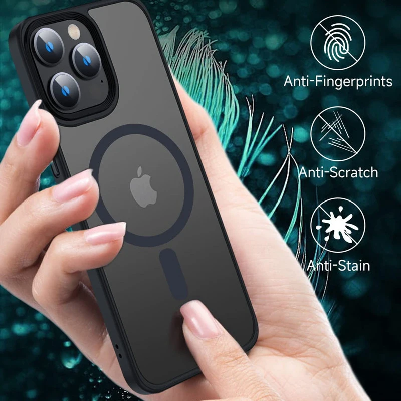 Luxury For Magsafe Magnetic Case For iPhone 16 15 14 13 12 11 Pro Max Wireless Charging Cases Shockproof Bumper Clear Cover 4