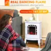 22" Free Standing Electric Fireplace Stove Fire Place Heater with Realistic Flame Effect Overheat Safety Protection 750W / 1500W 3