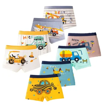 Multipack Boys Cotton Boxer Briefs – Fun Excavator Pattern Underwear, Ages 3–12 1