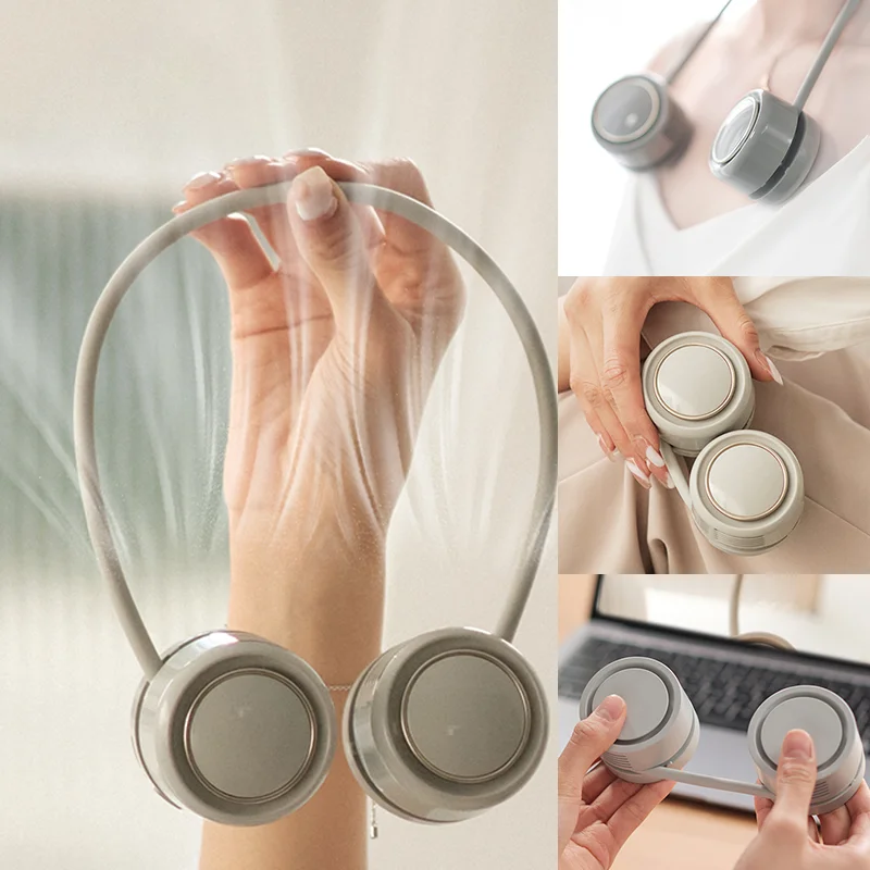 

Mini Neck Fan Portable USB Rechargeable Mute Sports NeckFans for Outdoor Ventilador Portatil Abanicos Cooling Fans Caming Hiking