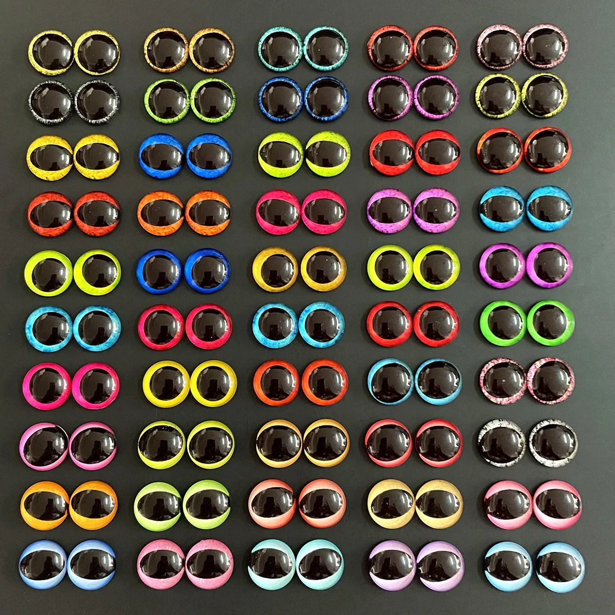6mm 8mm 10mm 12mm 혼합 장난감 드래곤 눈 라운드 패턴 유리 카보 숑 플랫 백 사진 DIY 액세서리 만들기 100pcs 50 쌍