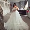 OLOEY Sexy Off Shoulder Tulle A Line Wedding Dresses noivas Princess Sweetheart Puff Long Sleeves Sweep Train Bridal Gowns 1