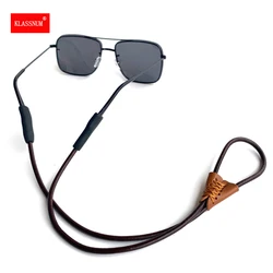 Retro Leather Sunglasses Chain Rope Eyewear Glasses Lanyard Strap Outdoor Sports Non-slip Eyeglass Handmade Accessories Men 2023