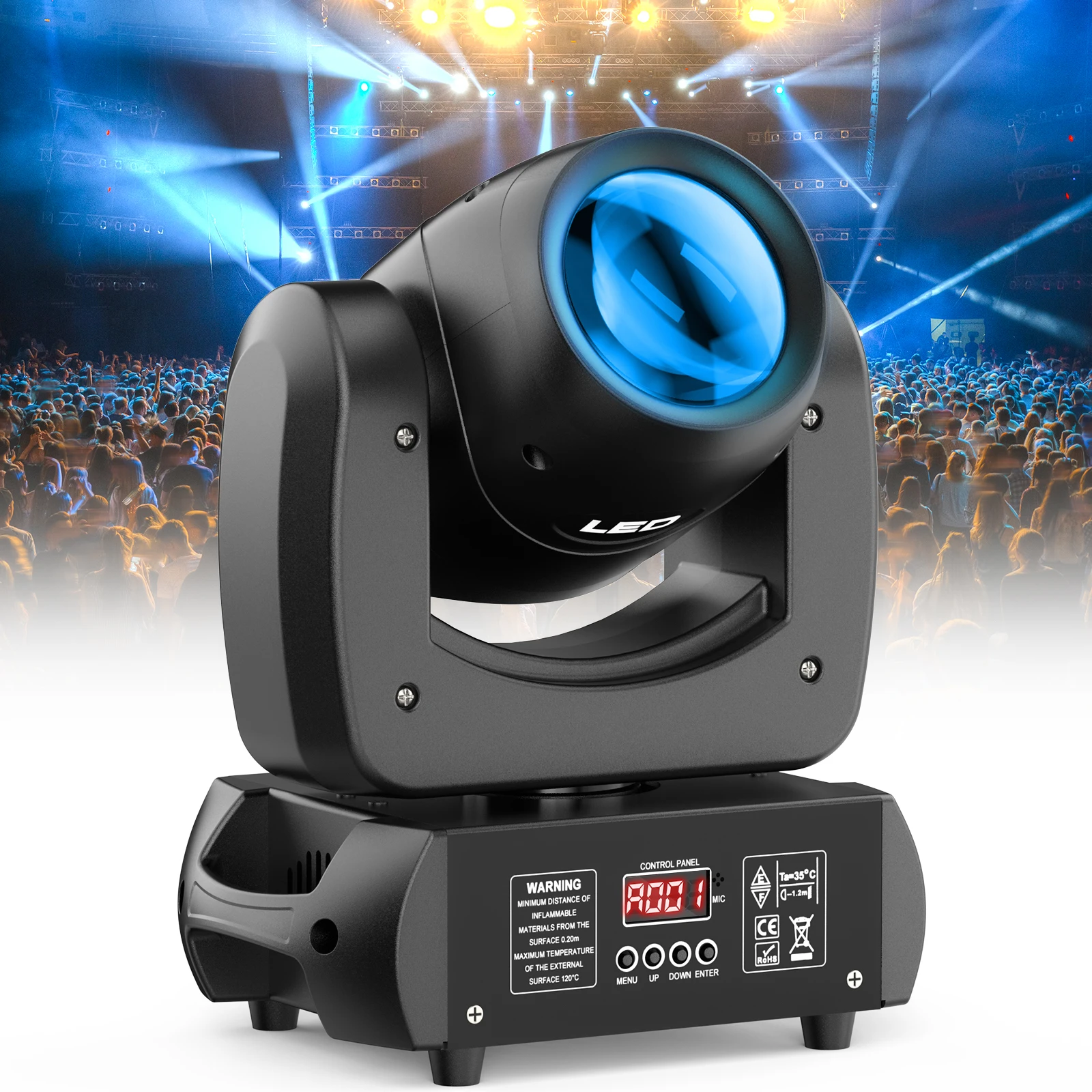 

Stage Moving Head Light 100W LED Beam Light Ultra Rotating Pattern Lighting DMX512 Sound Control for Wedding DJ Party Nightclub