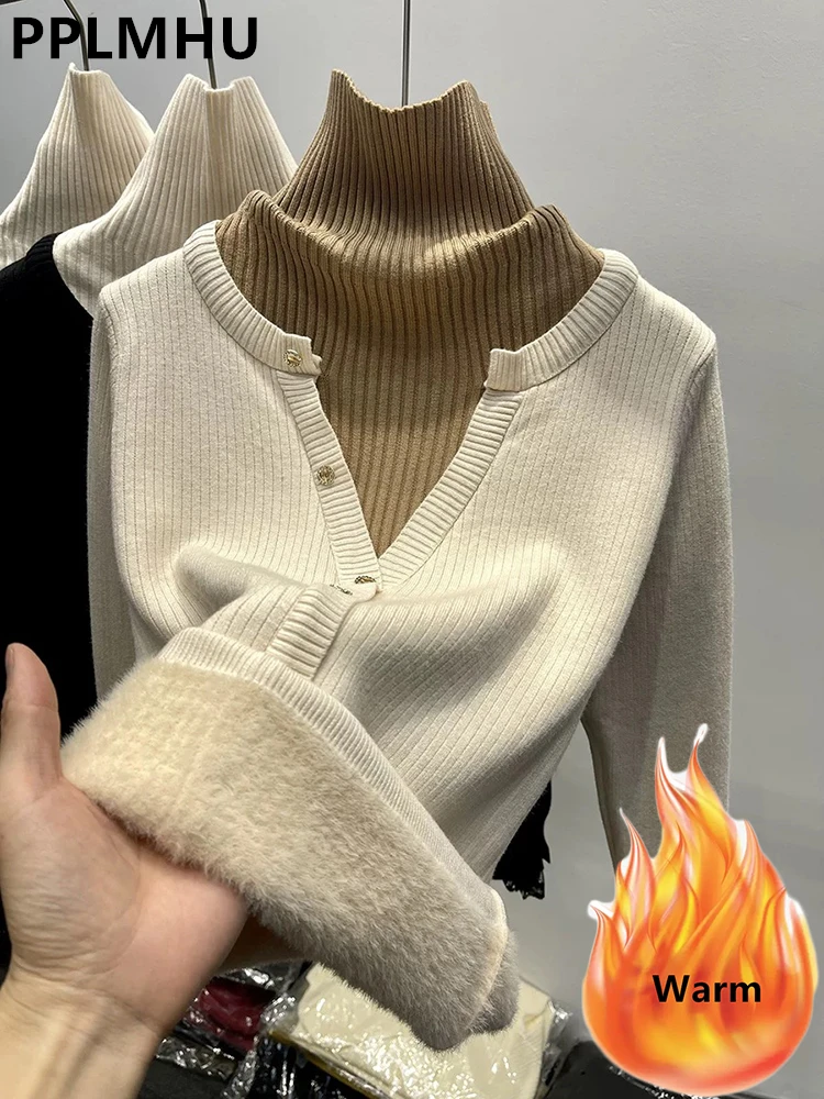 Women Autumn Artsy Fake Two Turtleneck Sweater main image 0