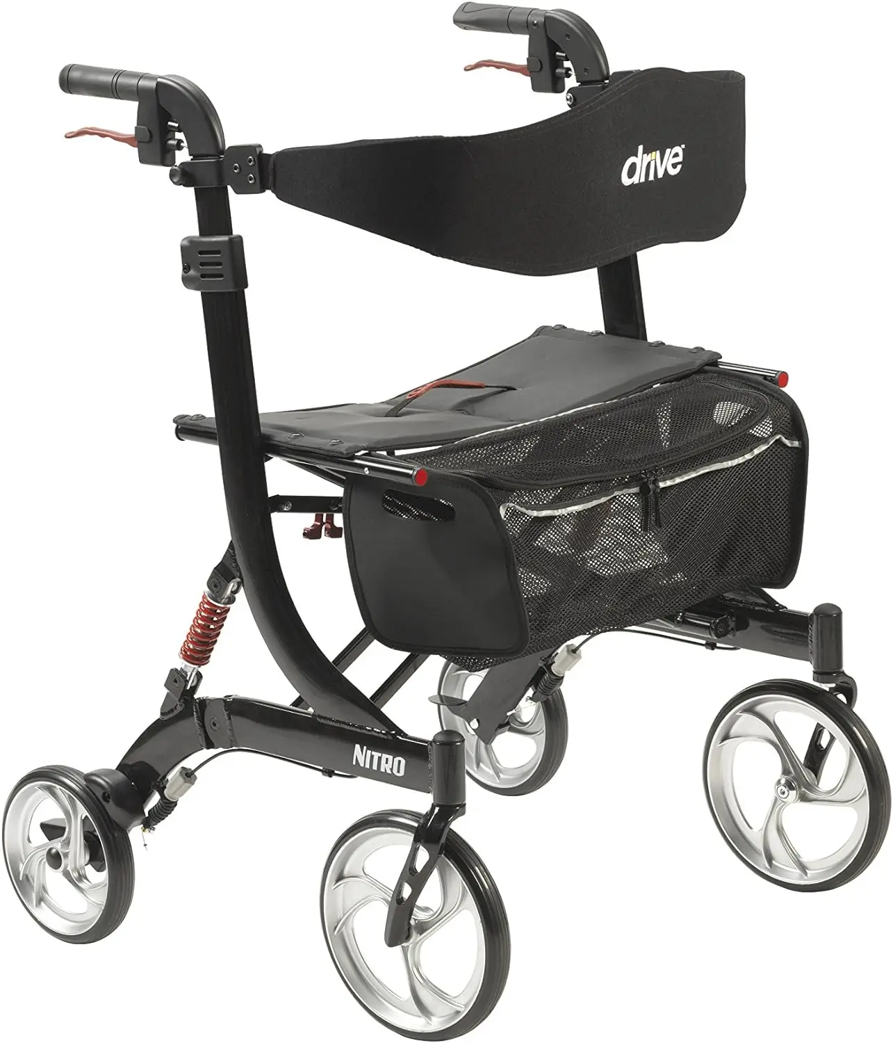 

10266HD-BK Nitro Heavy Duty Foldable Rollator Walker with Seat, Black