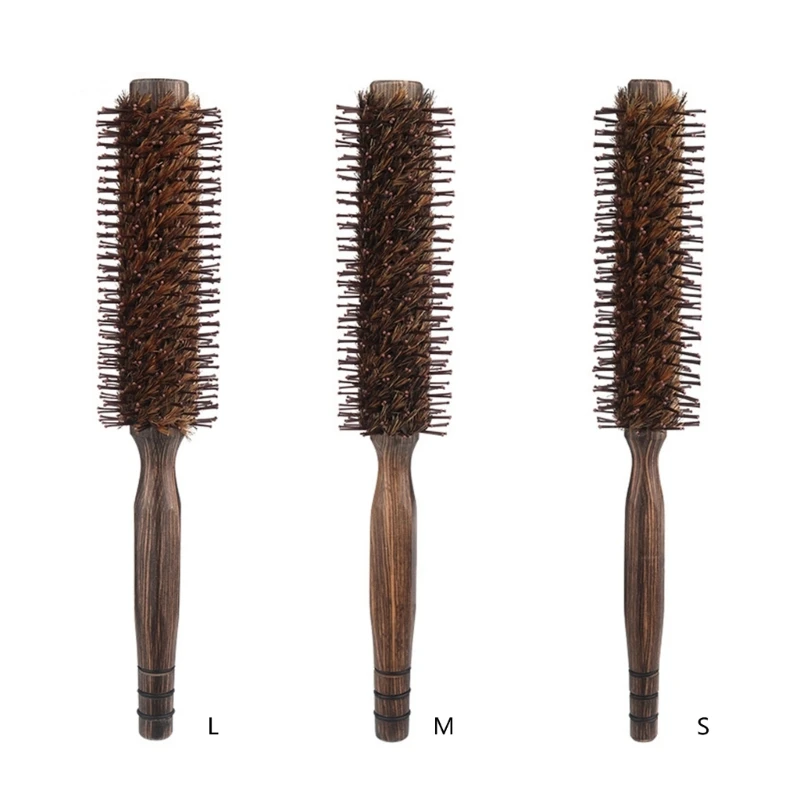 

Round Styling Brush for Natural Healthy Hair Boar Bristles Natural Wooden Handle