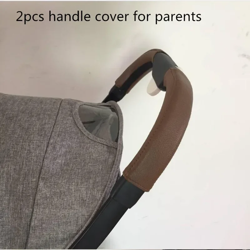 Baby Stroller Handle Cover PU Leather Pram Handle Case FIT for Baby YoyaPlus 3 Trolley Armrest Bumper Bar Cover Accessories