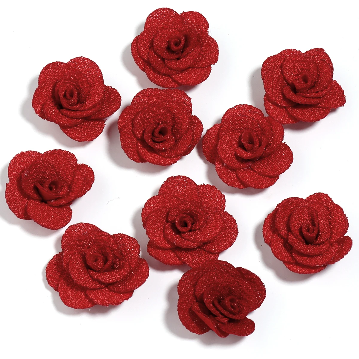 10-Piece Set of 3cm Handmade Three-Dimensional Rose Flower Accessories
