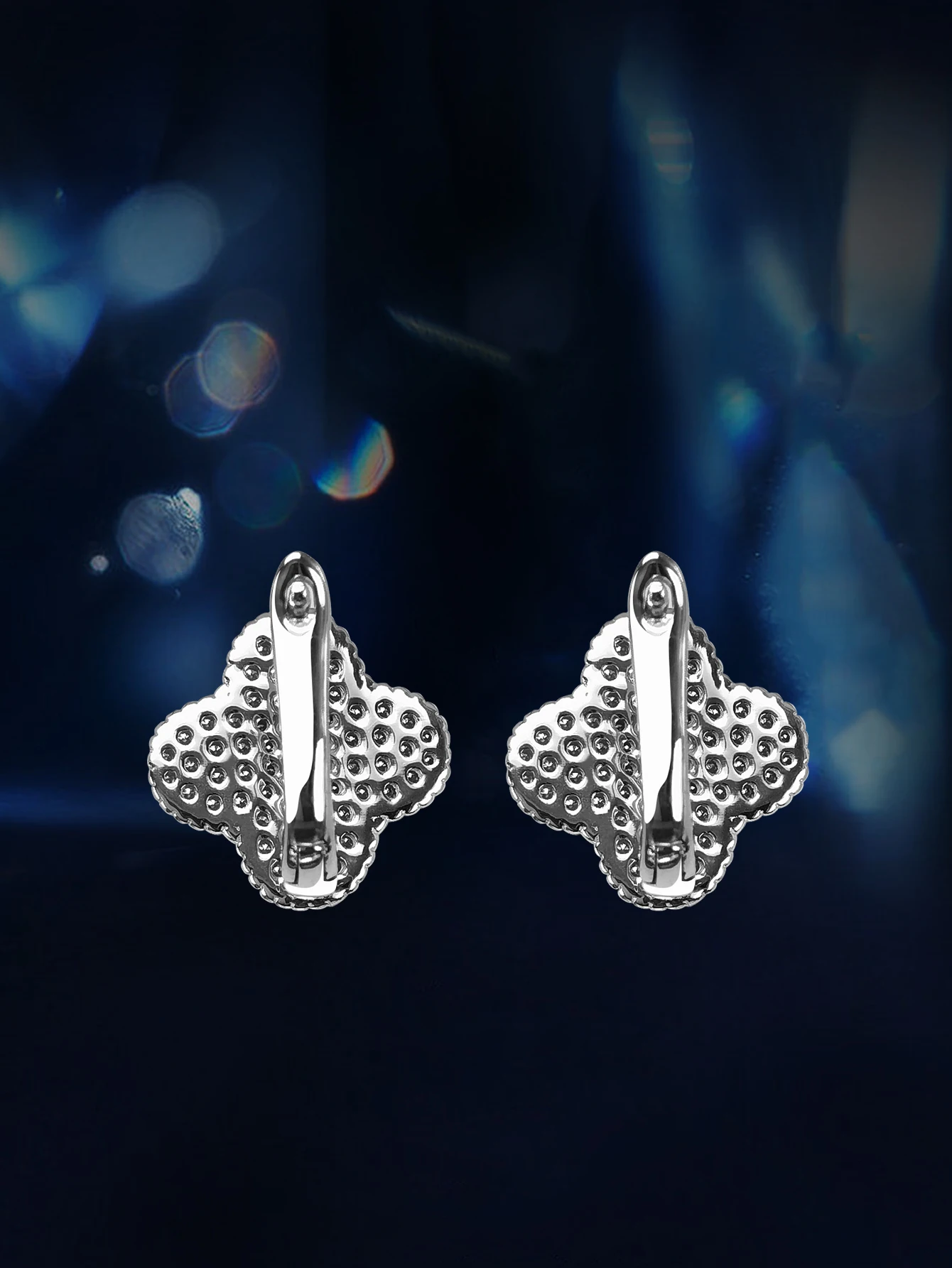 Full Moissanite Earrings Flower Earring Four-leaf Clover Clip Earring for Women 925 Sterling Silver Earring with Gra Certificate 3