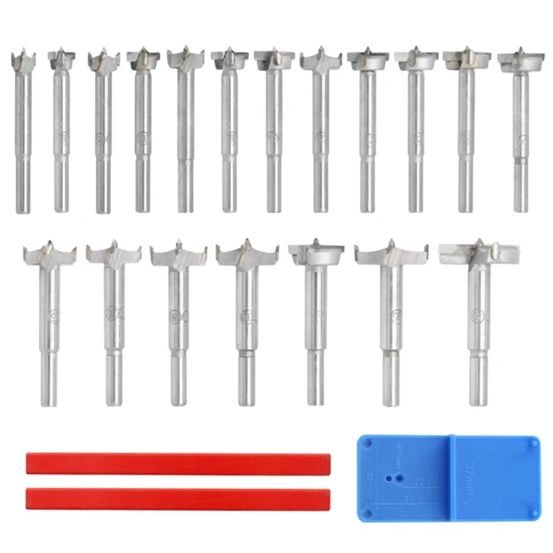 

Woodworking Hole Opener Kit Woodworking Punching Tools Set Furniture Door Hinge Opening 22PC Pencil Locator Combination