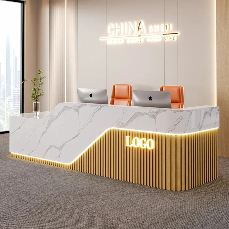 Bellezza Customer Center Cash Register Business Office Desks Shop Counter Desk Atril Hallway Table Chairs Reception Motion