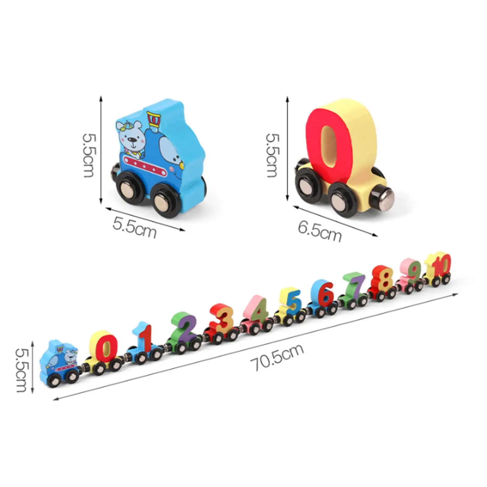 10 Pieces Building Blocks Number Train Set Educational Drag Toy Puzzle Toys Blocks Pull Along Train Toys Activity Count