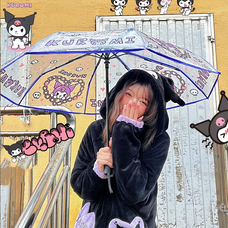 Roffatide Anime Clear Bubble Regenschirm - Transparent & Winddicht Mit Kuromi Design
