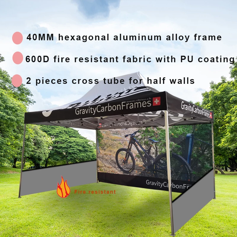 

10*15FT Promotion Tents Foldable Customzied Logos Fire Proof Fabric With Full Printing 40MM Hexagonal Alu Bracket For Outdoor